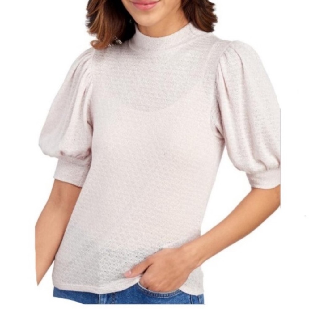 Free People Good Luck Mock turtle neck top in peach nectar size Large